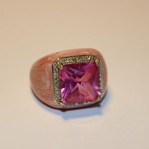 Sterling Silver Large Pink Ring